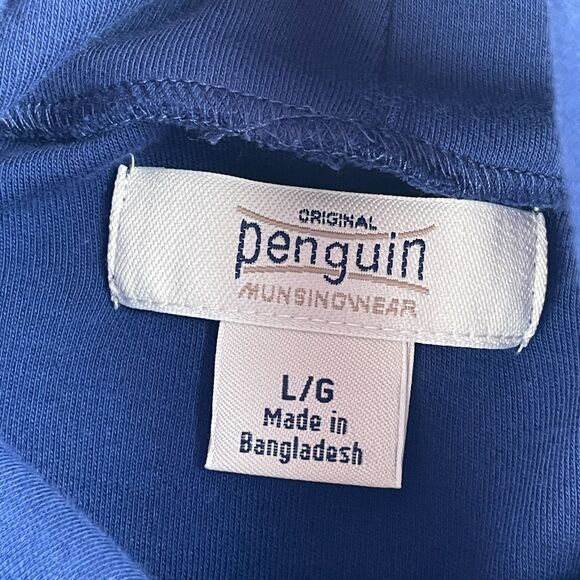 Original Penguin Munsingwear Turtleneck Shirt Men L Blue Long Sleeve Logo Preppy - Picture 7 of 8